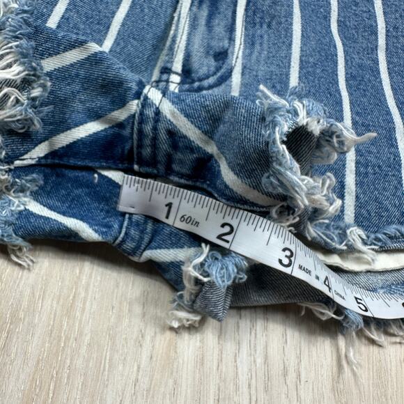 NWT Abercombie & Fitch Annie High Rise Short Stripe Casual Denim Jean Shorts 27 - Picture 8 of 16